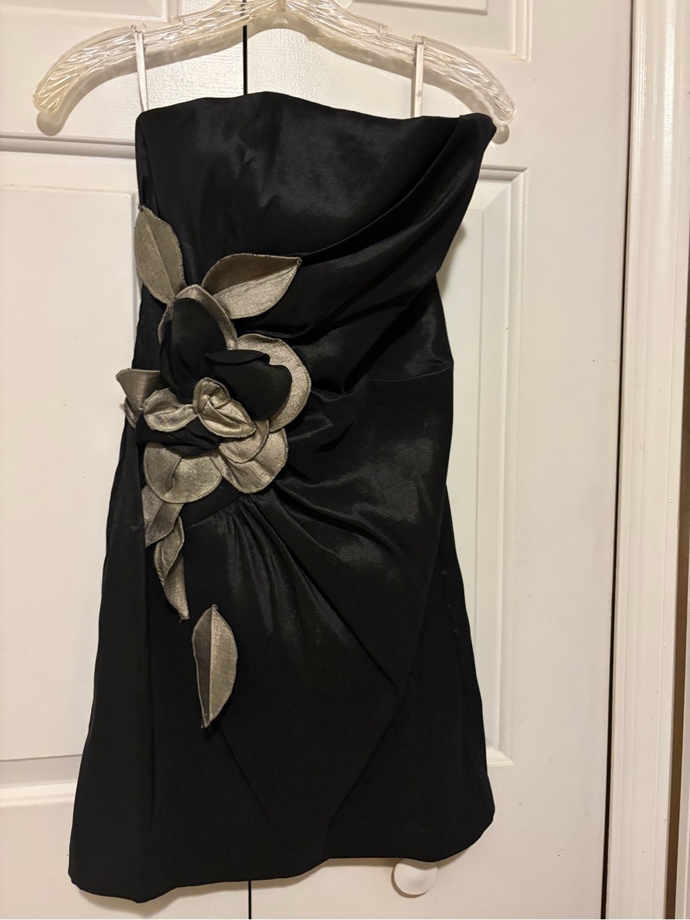 Cache Black Dress with Gold Floral Applique